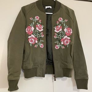 Anine Bing Olive Green Embroidered Bomber Jacket XS